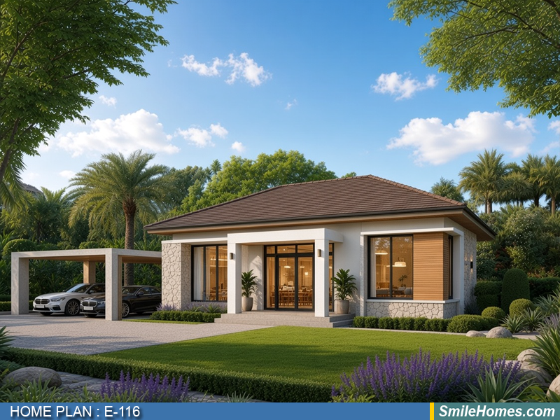 แบบบ้าน แบบบ้านชั้นเดียว E-116 - Modern Contemporary 1 ชั้น 182 ตร.ม.