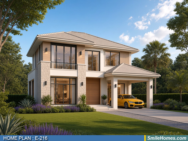 แบบบ้าน แบบบ้าน 2 ชั้น E-216 - Modern Contemporary 2 ชั้น 155 ตร.ม.