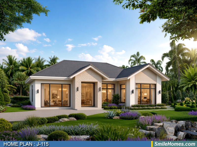 แบบบ้าน แบบบ้านชั้นเดียว J-115 - Contemporary 1 ชั้น 153 ตร.ม.