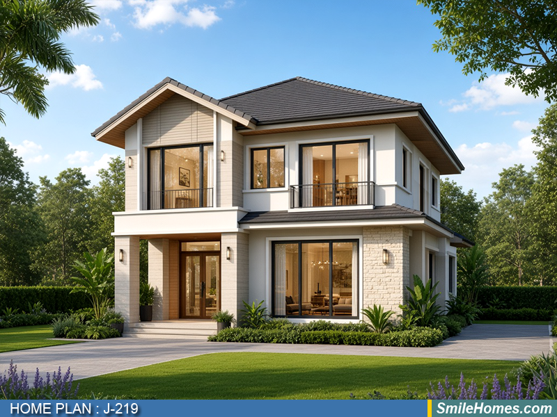 แบบบ้าน แบบบ้าน 2 ชั้น J-219 - Contemporary 2 ชั้น 185 ตร.ม.