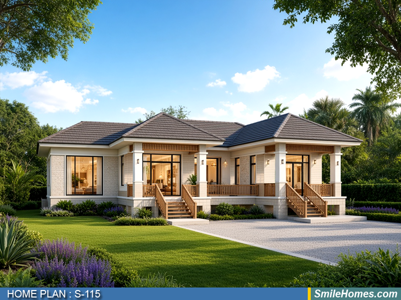 แบบบ้าน แบบบ้านชั้นเดียว S-115 - Modern Thai 1 ชั้น 150 ตร.ม.