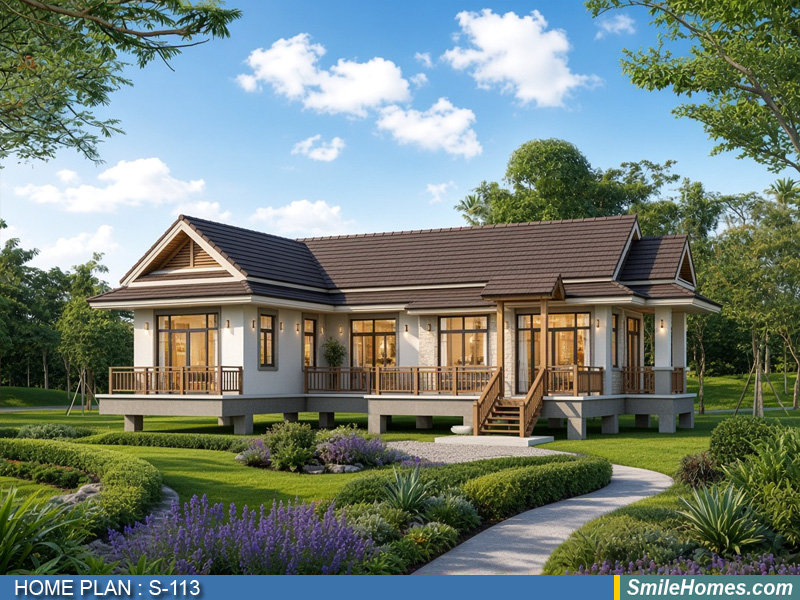 แบบบ้าน แบบบ้านชั้นเดียว S-113 - Modern Thai 1 ชั้น 130 ตร.ม.