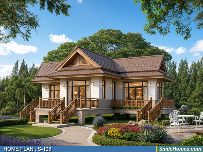 แบบบ้าน แบบบ้านชั้นเดียว S-108 - Modern Thai 1 ชั้น 125 ตร.ม.