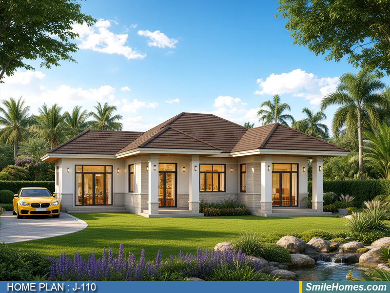 แบบบ้าน แบบบ้านชั้นเดียว J-110 - Contemporary 1 ชั้น 132 ตร.ม.