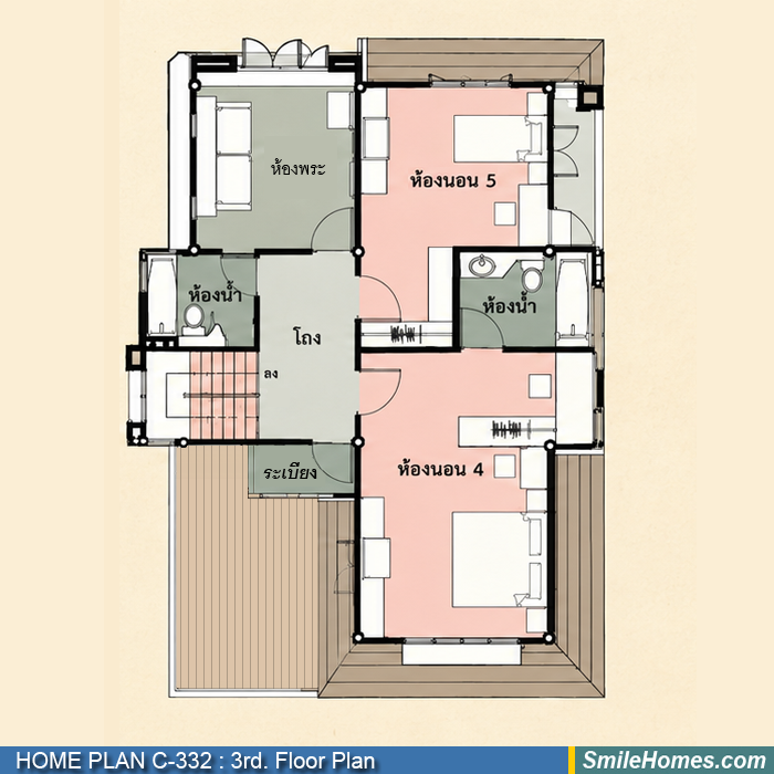 แปลนชั้น 3 — แบบบ้าน 3 ชั้น C-332