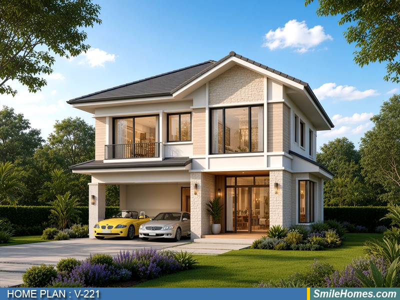 แบบบ้าน แบบบ้าน 2 ชั้น V-221 - Tropical 2 ชั้น 196 ตร.ม.