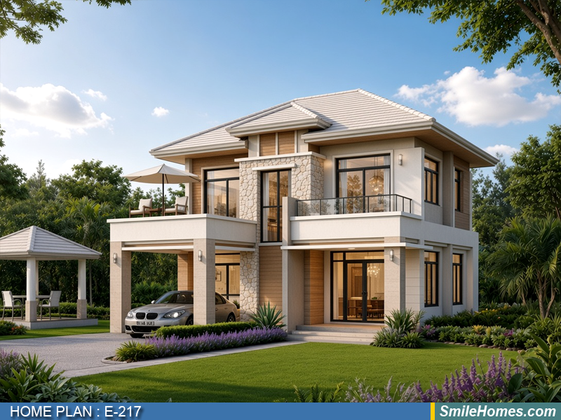แบบบ้าน แบบบ้าน 2 ชั้น E-217 - Modern Contemporary 2 ชั้น 175 ตร.ม.