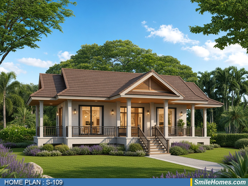 แบบบ้าน แบบบ้านชั้นเดียว S-109 - Modern Thai 1 ชั้น 123 ตร.ม.