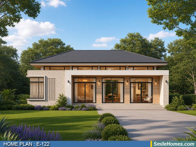 แบบบ้าน แบบบ้านชั้นเดียว E-122 - Modern Contemporary 1 ชั้น 182 ตร.ม.