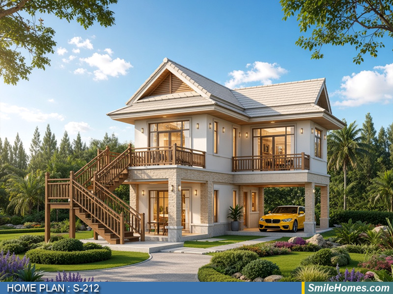 แบบบ้าน แบบบ้าน 2 ชั้น S-212 — Modern Thai 2 ชั้น