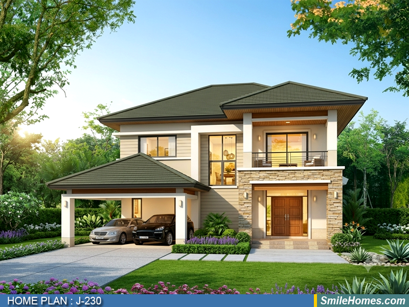 แบบบ้าน แบบบ้าน 2 ชั้น J-230 - Contemporary 2 ชั้น 300 ตร.ม.