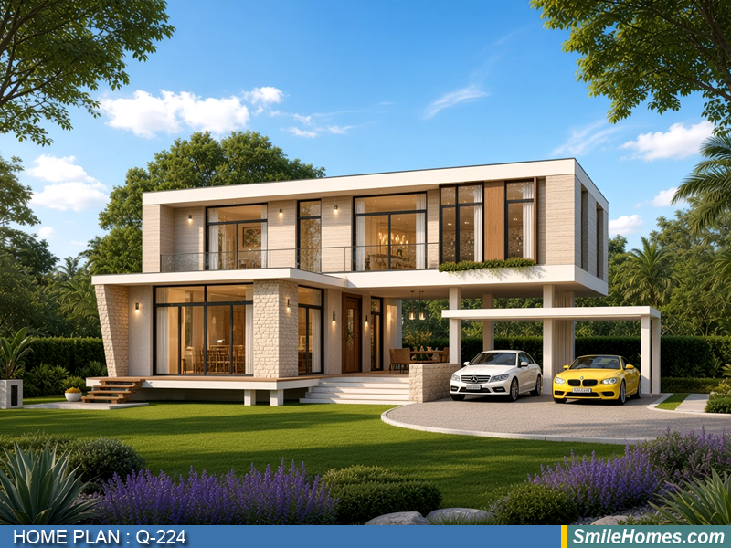 แบบบ้าน แบบบ้าน 2 ชั้น Q-224 - Modern 2 ชั้น 245 ตร.ม.