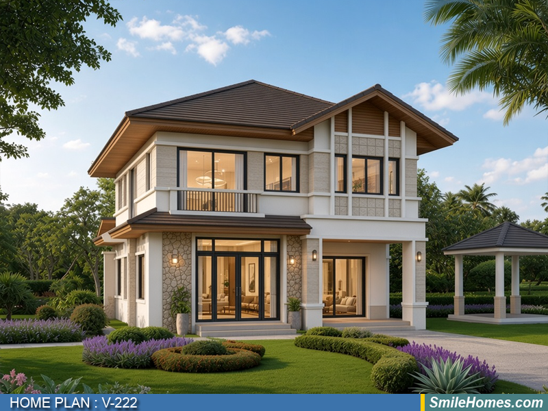 แบบบ้าน แบบบ้าน 2 ชั้น V-222 - Tropical 2 ชั้น 196 ตร.ม.