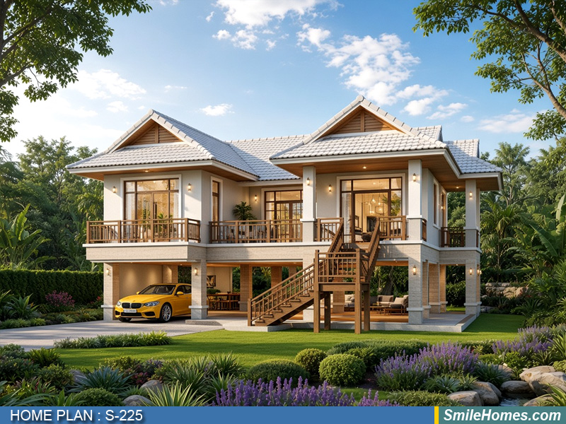 แบบบ้าน แบบบ้าน 2 ชั้น S-225 - Modern Thai 2 ชั้น 250 ตร.ม.