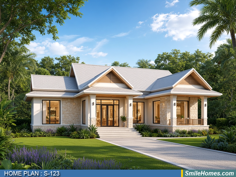 แบบบ้าน แบบบ้านชั้นเดียว S-123 - Modern Thai 1 ชั้น 233 ตร.ม.