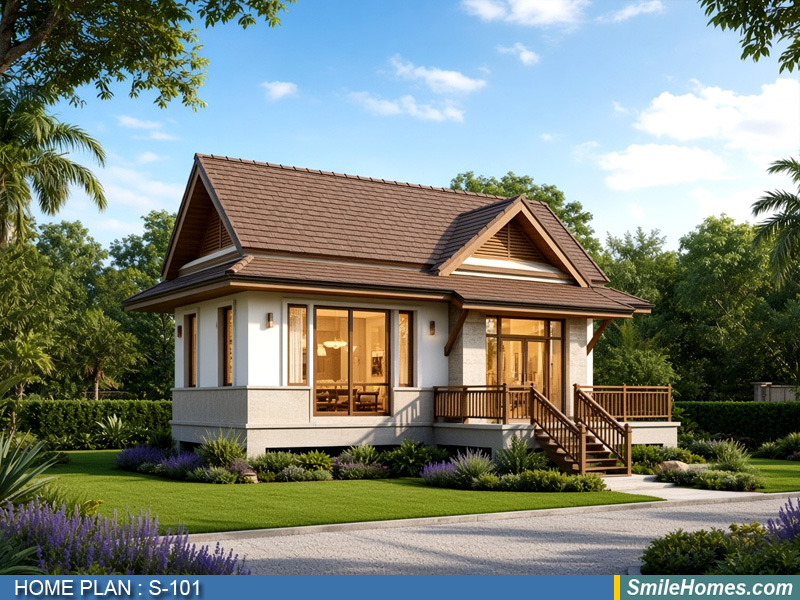 แบบบ้าน แบบบ้านชั้นเดียว S-101 - Modern Thai 1 ชั้น 58 ตร.ม.
