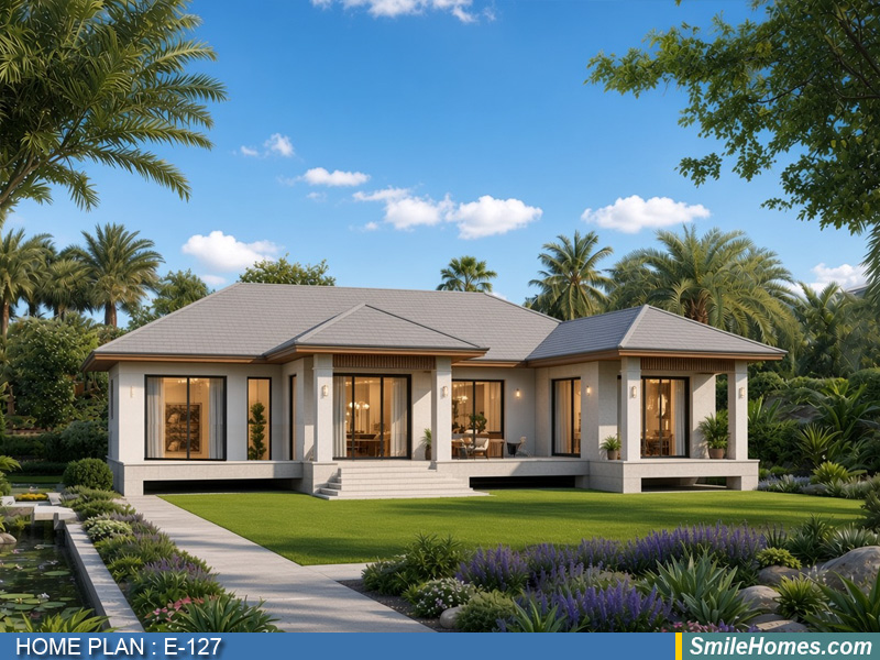 แบบบ้าน แบบบ้านชั้นเดียว E-127 - Modern Contemporary 1 ชั้น 315 ตร.ม.