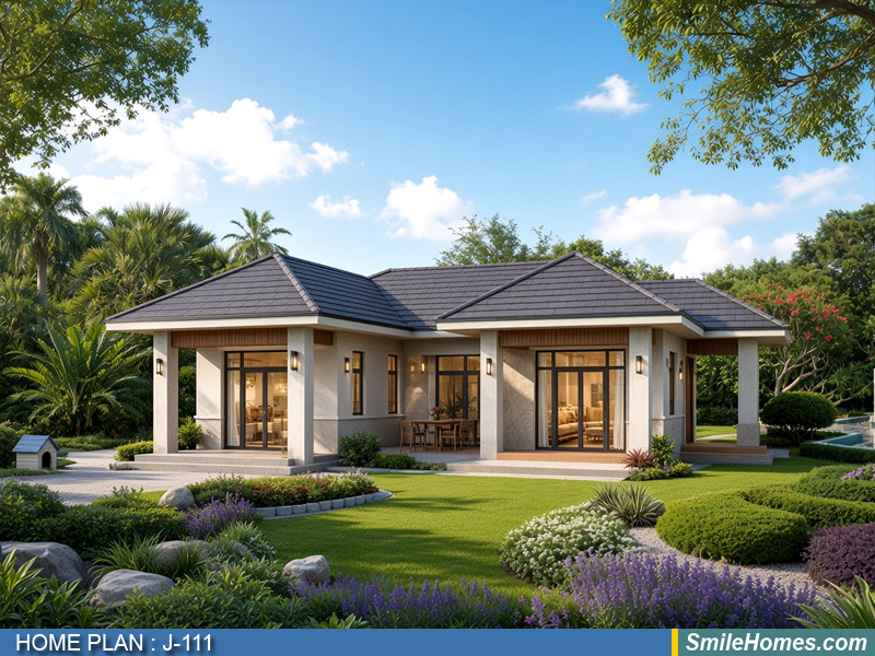 แบบบ้าน แบบบ้านชั้นเดียว J-111 - Contemporary 1 ชั้น 137 ตร.ม.