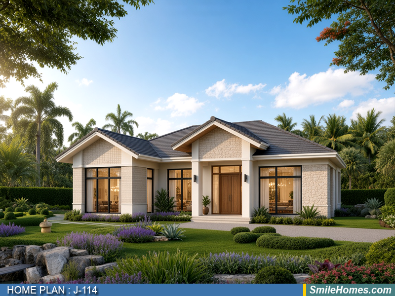 แบบบ้าน แบบบ้านชั้นเดียว J-114 - Contemporary 1 ชั้น 153 ตร.ม.