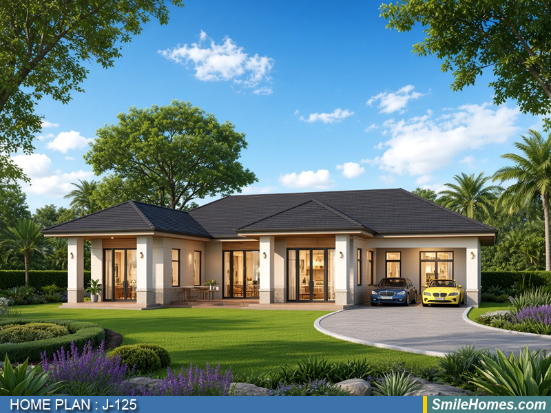 แบบบ้าน แบบบ้านชั้นเดียว J-125 - Contemporary 1 ชั้น 245 ตร.ม.
