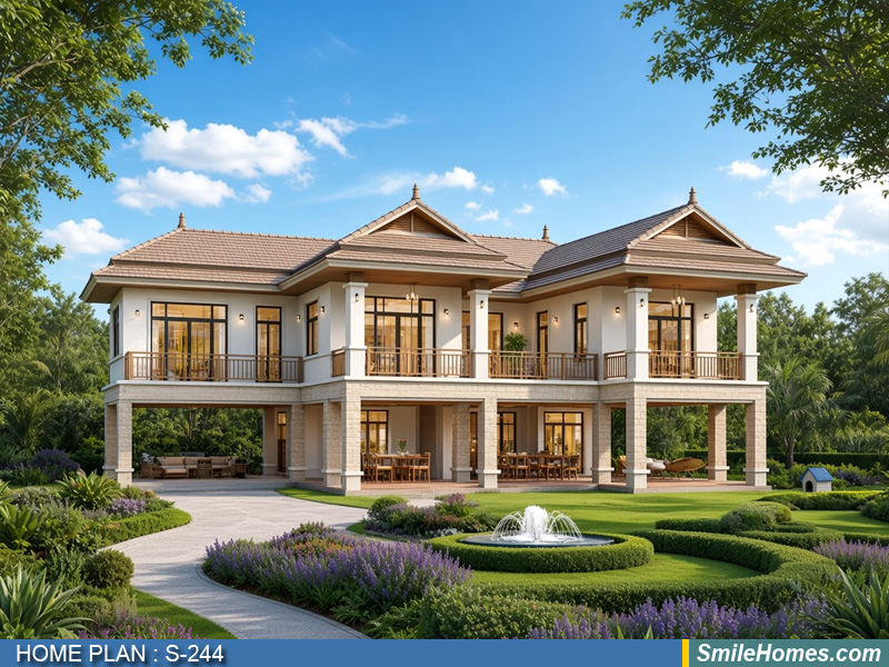 แบบบ้าน แบบบ้าน 2 ชั้น S-244 - Modern Thai 2 ชั้น 432 ตร.ม.