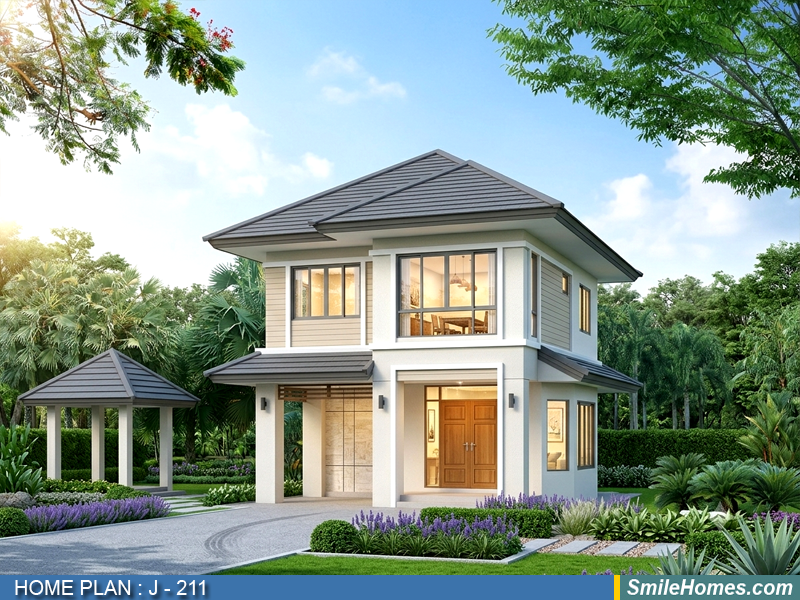 แบบบ้าน แบบบ้าน 2 ชั้น J-211 - Contemporary 2 ชั้น 125 ตร.ม.