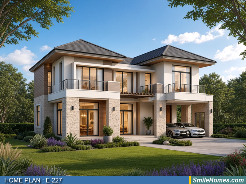 แบบบ้าน แบบบ้าน 2 ชั้น E-227 - Modern Contemporary 2 ชั้น 275 ตร.ม.