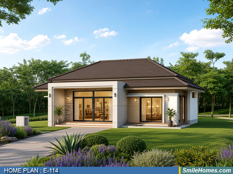 แบบบ้าน แบบบ้านชั้นเดียว E-114 - Modern Contemporary 1 ชั้น 120 ตร.ม.