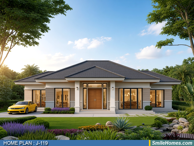แบบบ้าน แบบบ้านชั้นเดียว J-119 - Contemporary 1 ชั้น 173 ตร.ม.