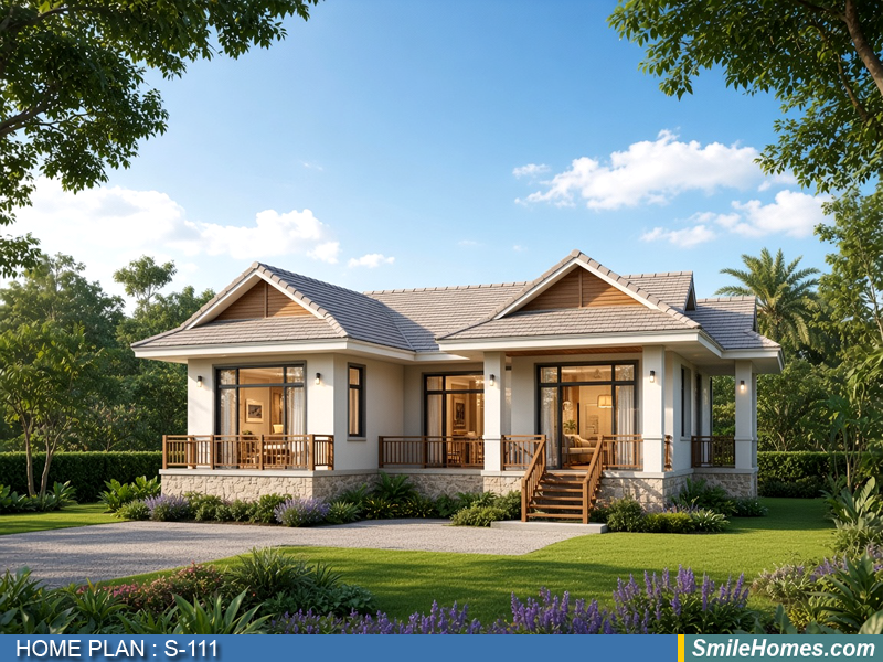 แบบบ้าน แบบบ้านชั้นเดียว S-111 - Modern Thai 1 ชั้น 120 ตร.ม.