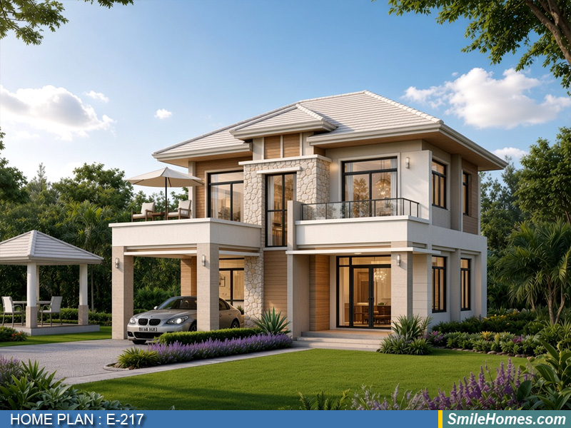 แบบบ้าน แบบบ้าน 2 ชั้น E-217 - Modern Contemporary 2 ชั้น 175 ตร.ม.