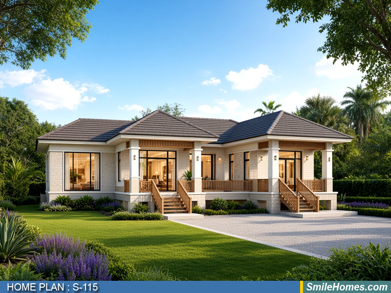 แบบบ้าน แบบบ้านชั้นเดียว S-115 - Modern Thai 1 ชั้น 150 ตร.ม.