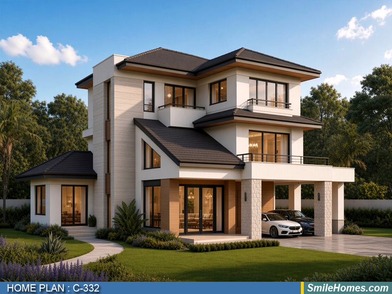 แบบบ้าน แบบบ้าน 3 ชั้น C-332 - Modern Contemporary 3 ชั้น 333 ตร.ม.