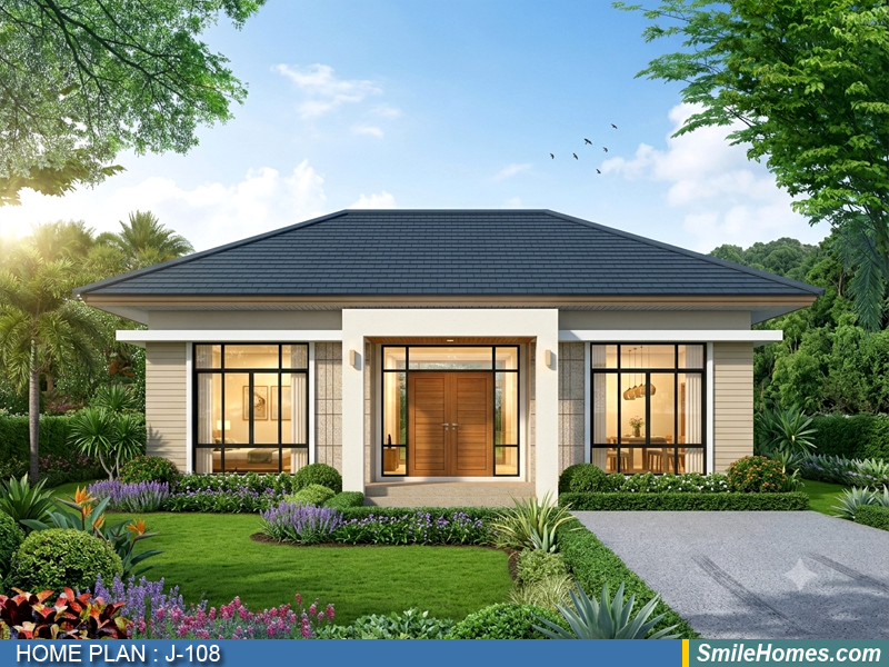แบบบ้าน แบบบ้านชั้นเดียว J-108 - Contemporary 1 ชั้น 97 ตร.ม.
