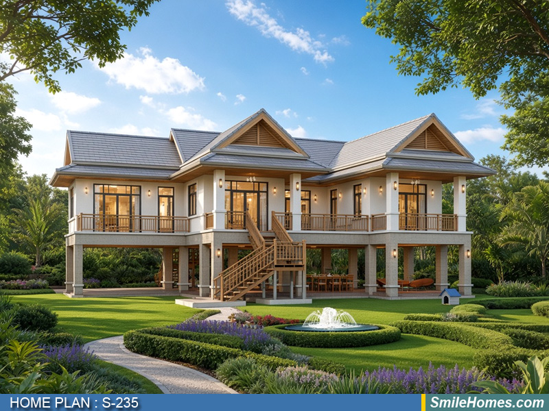 แบบบ้าน แบบบ้าน 2 ชั้น S-235 - Modern Thai 2 ชั้น 337 ตร.ม.