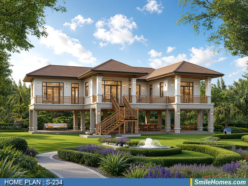 แบบบ้าน แบบบ้าน 2 ชั้น S-234 - Modern Thai 2 ชั้น 335 ตร.ม.