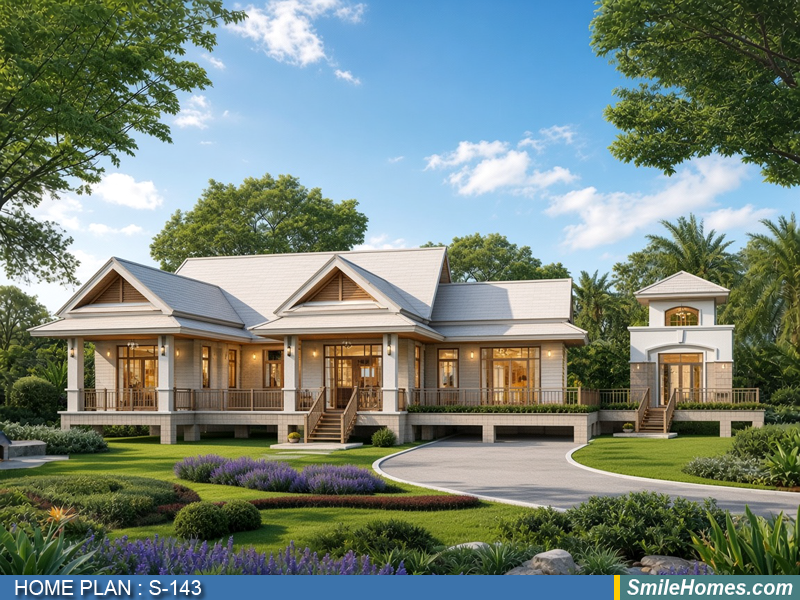 แบบบ้าน แบบบ้านชั้นเดียว S-143 — Modern Thai 1 ชั้น