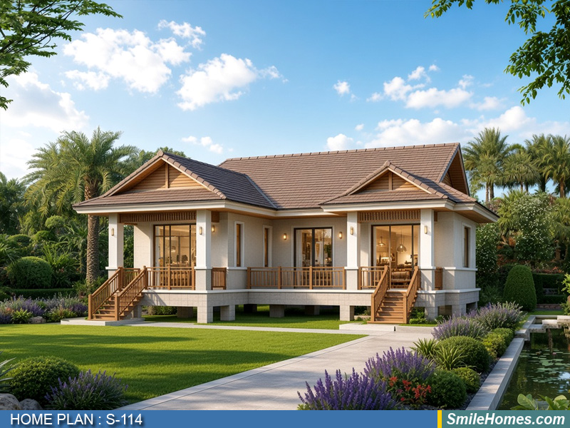 แบบบ้าน แบบบ้านชั้นเดียว S-114 - Modern Thai 1 ชั้น 115 ตร.ม.