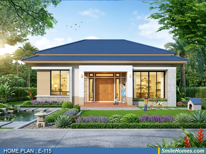 แบบบ้าน แบบบ้านชั้นเดียว E-115 - Modern Contemporary 1 ชั้น 152 ตร.ม.