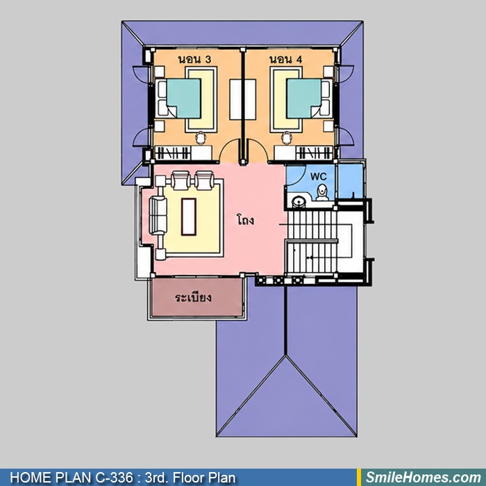 แปลนชั้น 3 — แบบบ้าน 3 ชั้น C-336