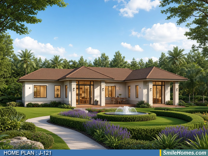 แบบบ้าน แบบบ้านชั้นเดียว J-121 - Contemporary 1 ชั้น 215 ตร.ม.