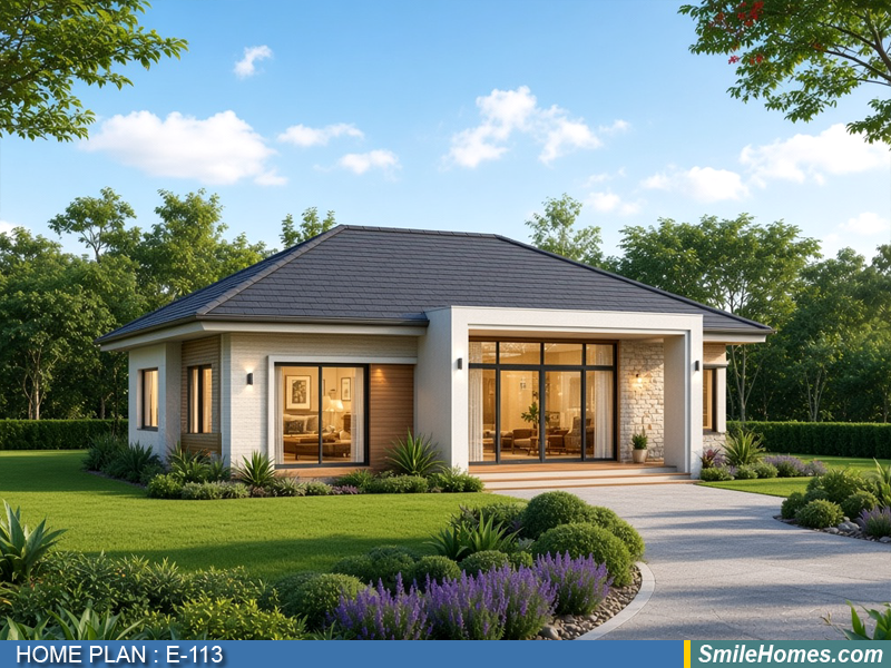 แบบบ้าน แบบบ้านชั้นเดียว E-113 - Modern Contemporary 1 ชั้น 116 ตร.ม.