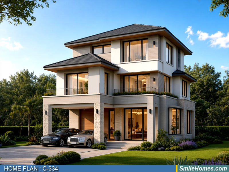 แบบบ้าน แบบบ้าน 3 ชั้น C-334 - Modern Contemporary 3 ชั้น 285 ตร.ม.
