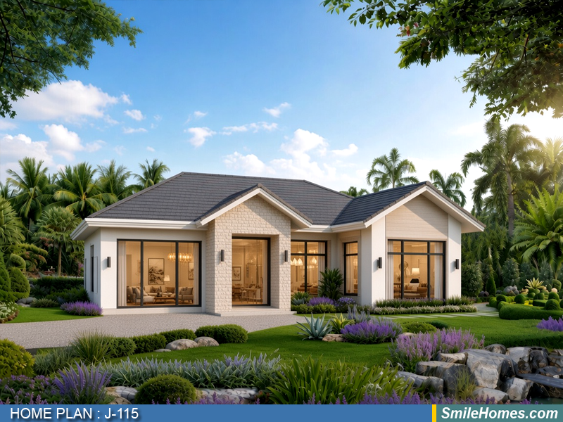 แบบบ้าน แบบบ้านชั้นเดียว J-115 - Contemporary 1 ชั้น 153 ตร.ม.
