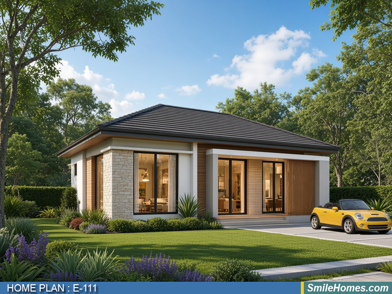 แบบบ้าน แบบบ้านชั้นเดียว E-111 - Modern Contemporary 1 ชั้น 128 ตร.ม.