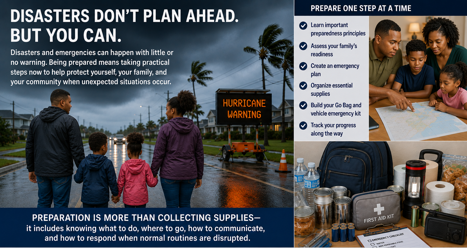 Disaster preparedness — disasters don't plan ahead, but you can