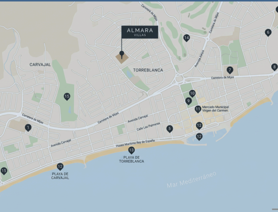 Mapa de ubicación de Almara Villas en Fuengirola, Costa del Sol