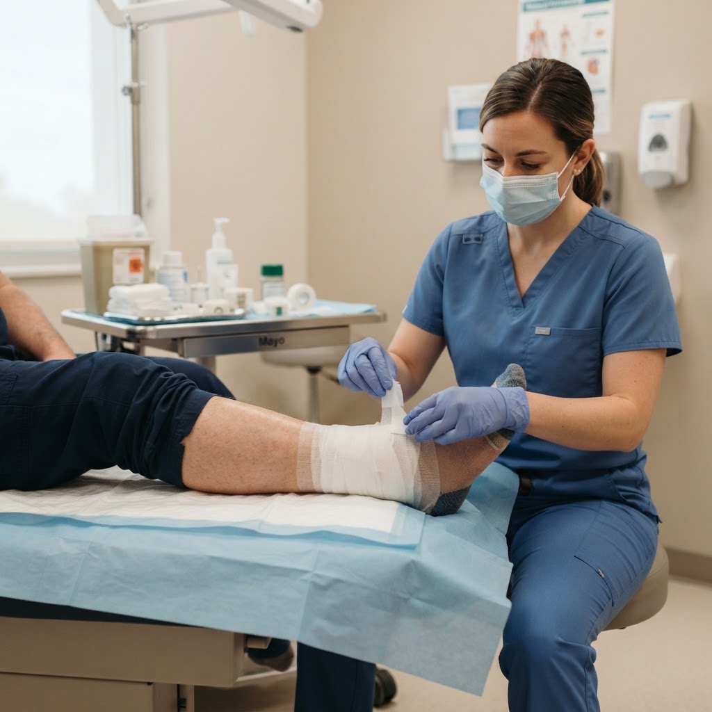 Professional wound care with sterile debridement instruments
