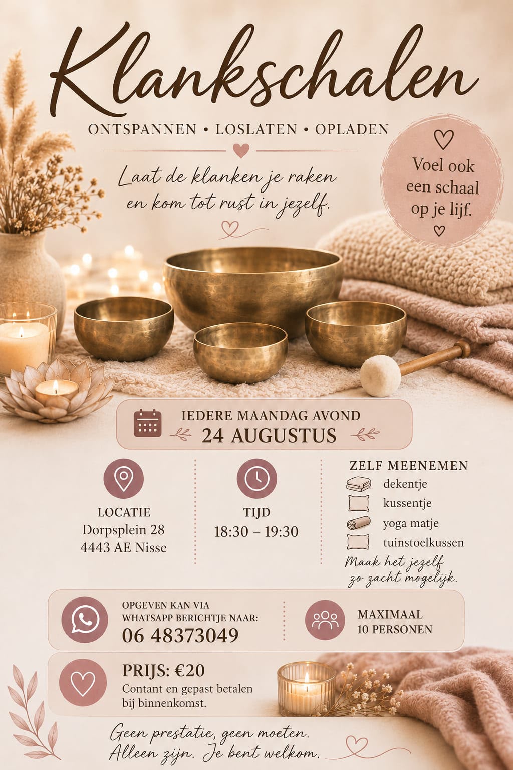 Klankschalen — iedere maandagavond in Nisse