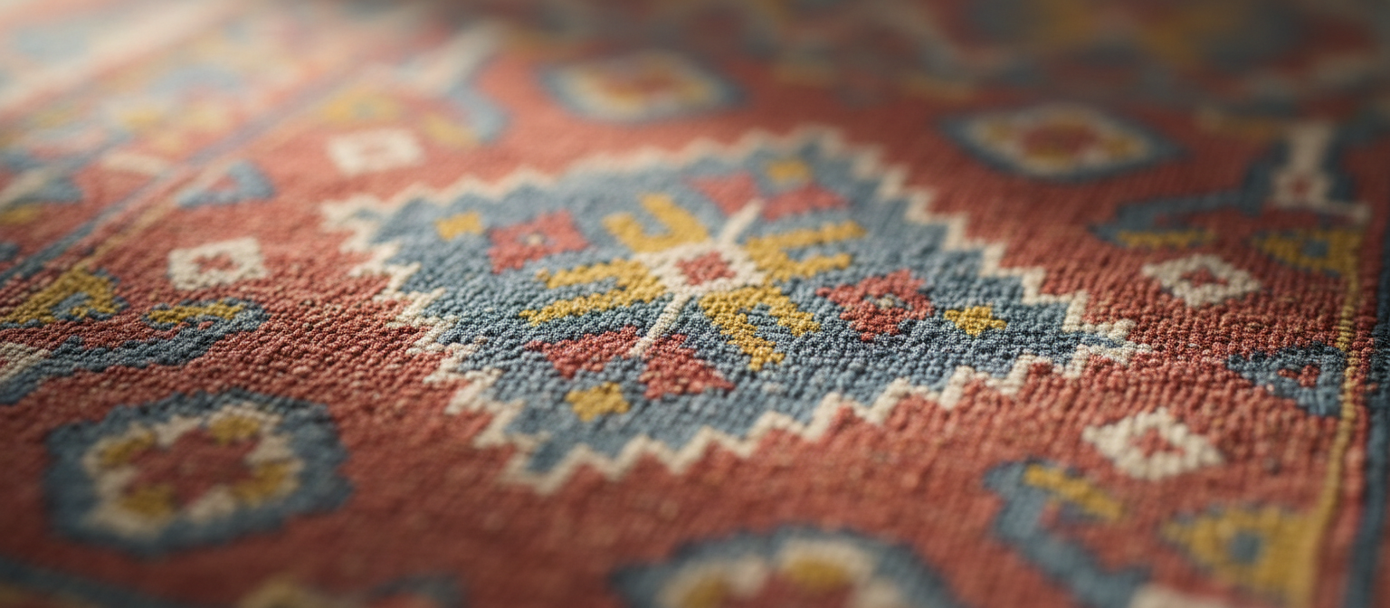 Intricately woven Central Asian textile with traditional patterns